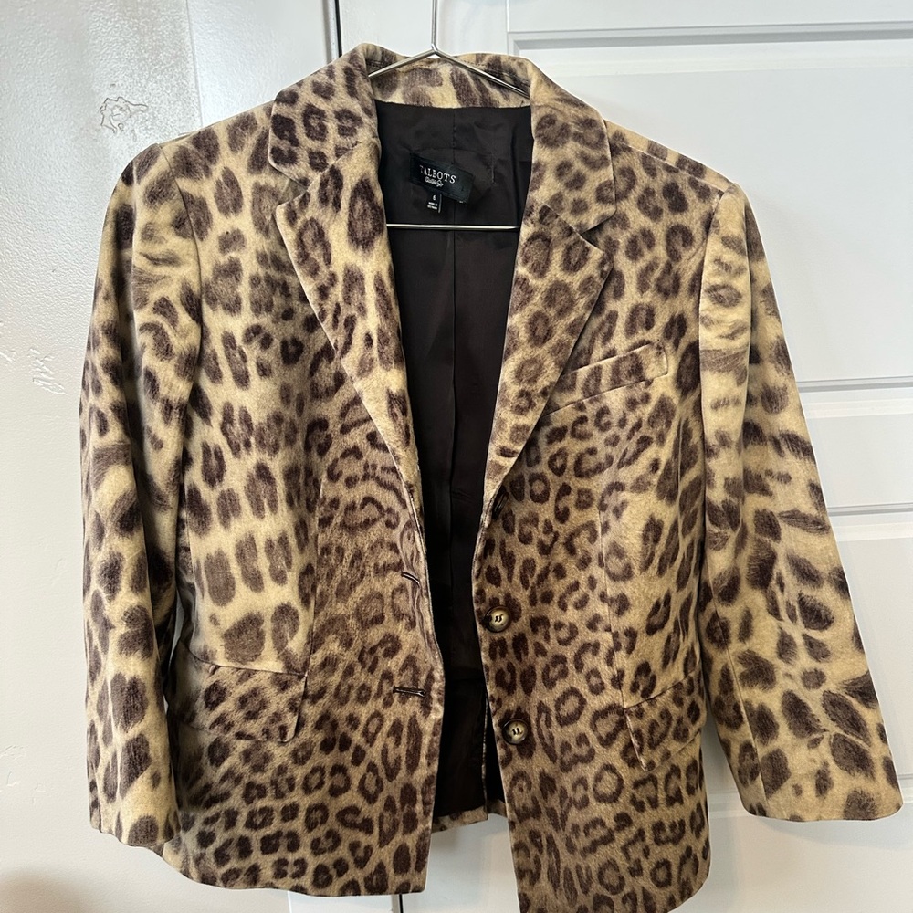 Talbot cheetah textured blazer 3/4 sleeve